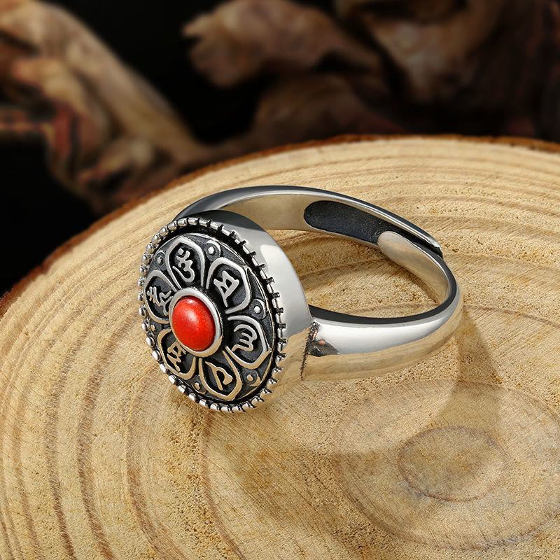 Mythstone Tibetan Om Mani Padme Hum Peace Rotatable Ring