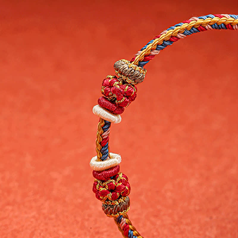 Mythstone Handmade Dunhuang Color Luck Braid String Bracelet