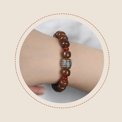 Pulsera de la paz con cuentas de la semilla de Bodhi de piedra mítica y nube auspiciosa con carácter Fu