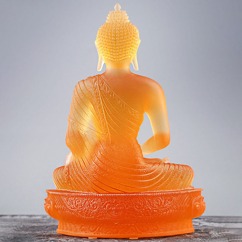 Mythstone Buddha Handmade Figurine Liuli Art Piece Serenity Statue Home Offering Decoration