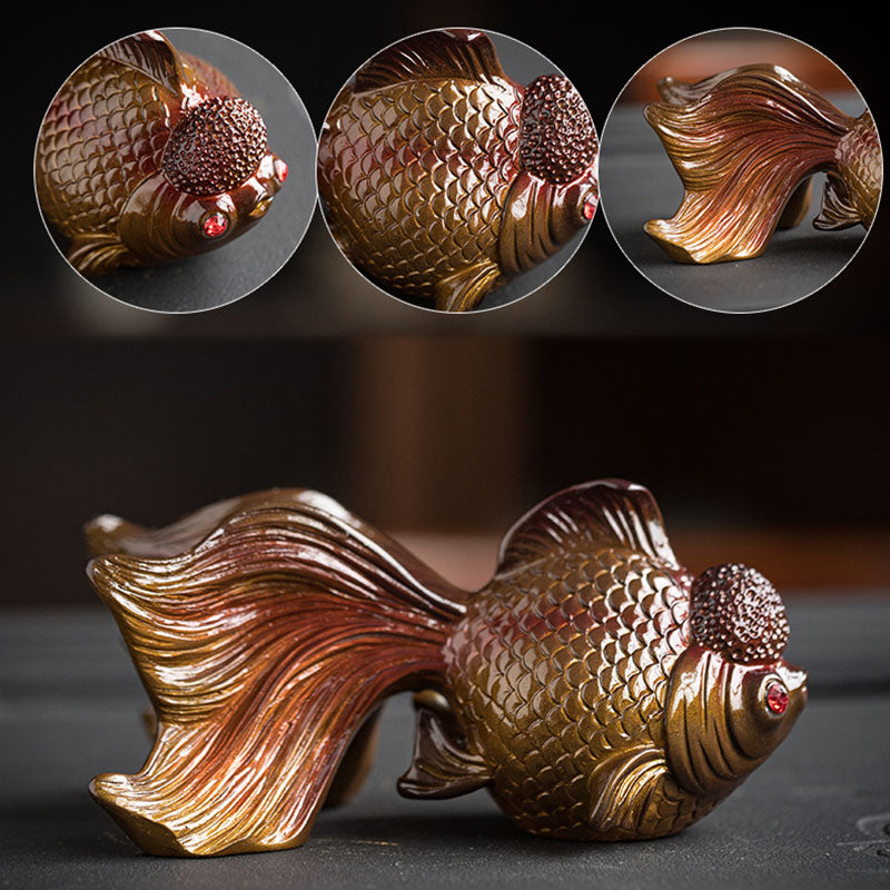 Mythstone Color Changing Koi Fish Resin Tea Pet Wealth Home Figurine Decoration