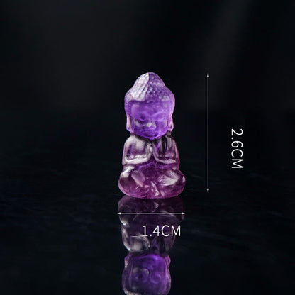 Mythstone Various Crystal Amethyst Pink Crystal White Crystal Citrine Buddha Carved Spiritual Healing Necklace Pendant Decoration