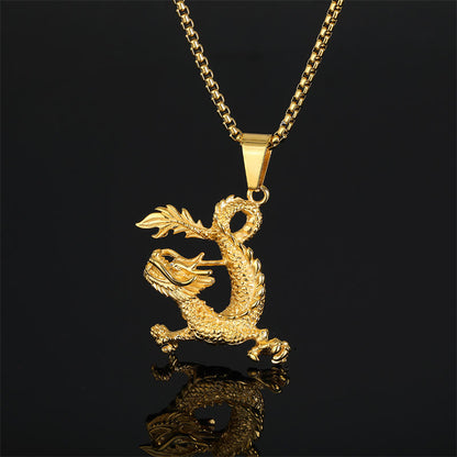 Mythstone Dancing Dragon Pattern Luck Necklace Pendant