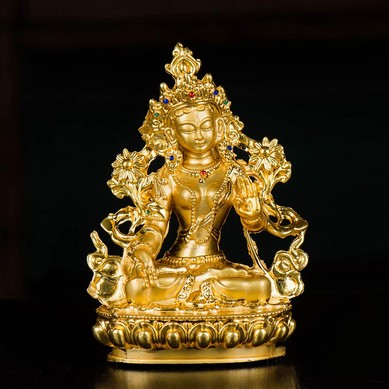 Mythstone Bodhisattva White Tara Hope Protection Gold Plated Statue Decoration