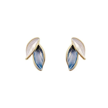 Mythstone Leaf Design Luck Stud Earrings