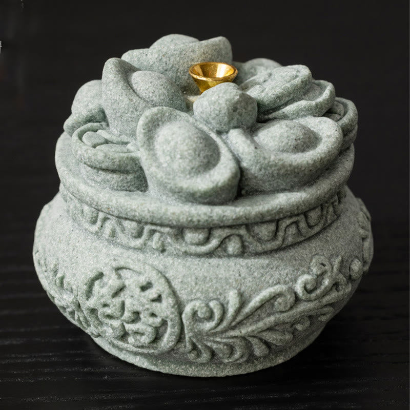 Mythstone Chinese Character Fu Ingots Healing Incense Burner Desk Decoration