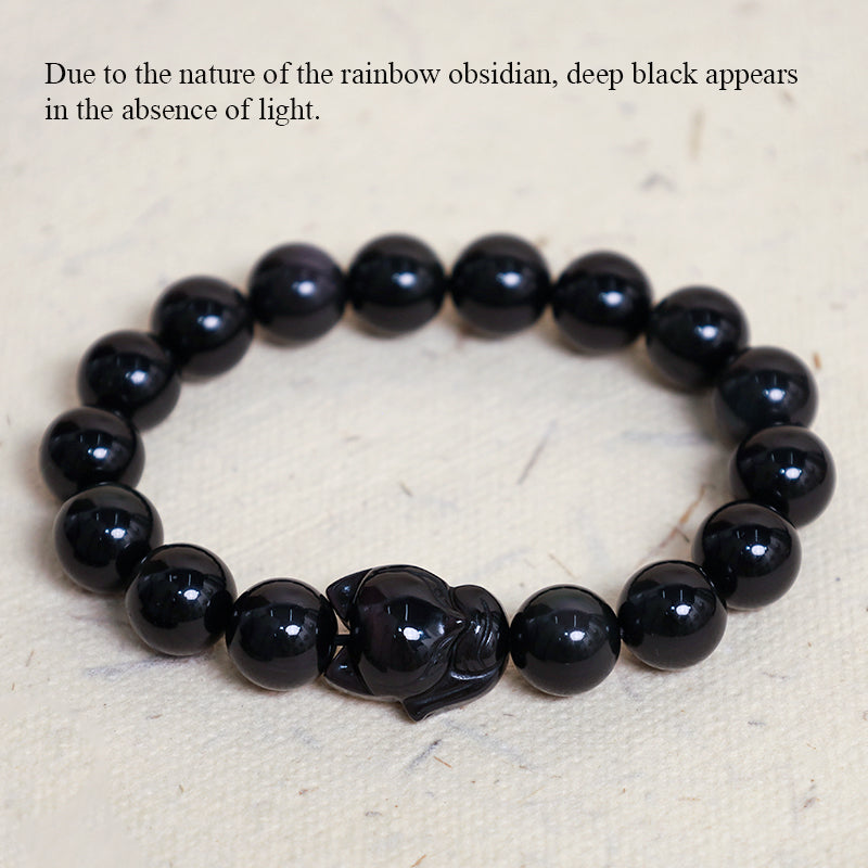 MythStone Rainbow Obsidian Fox Healing Positive Bracelet