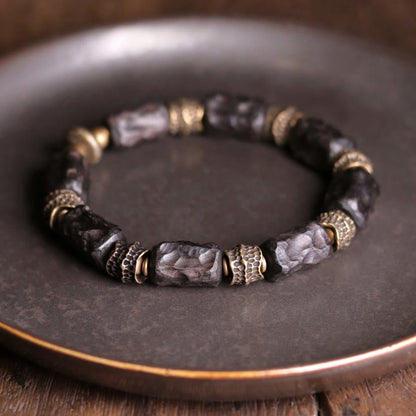 Mythstone Tibetan Ebony Wood Copper Calm Peace Bracelet