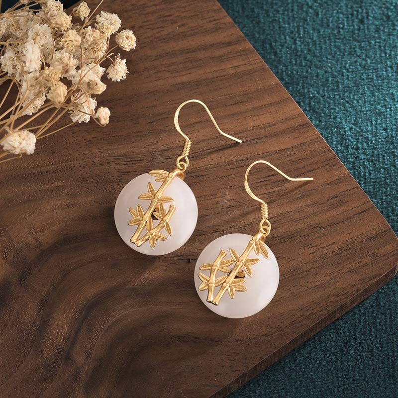 Mythstone FengShui White Jade Fortune Earrings