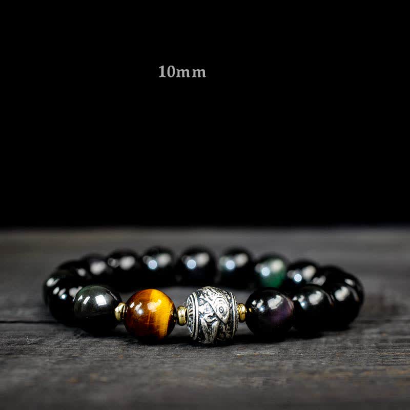 Mythstone To Experience a Reversal of Fortune Rainbow Obsidian Gold Sheen Obsidian Protection Bracelet