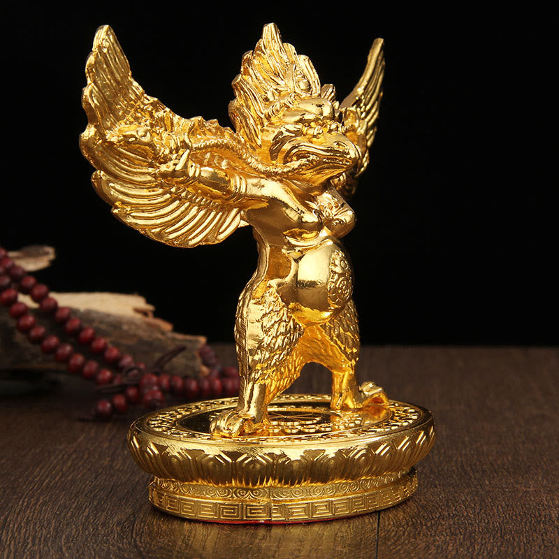 Mythstone Tibetan Gold Garuda Bird Alloy Protection Home Decoration