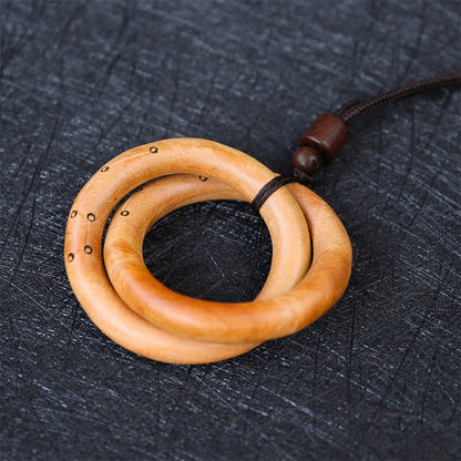 Mythstone Jujube Wood Taoist Yin Yang Ring Qiankun Circle Luck Ward Off Evil Spirits Necklace Pendant