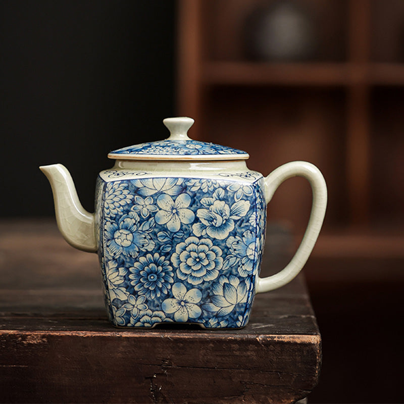 Mythstone Blue and White Porcelain Chinese Gongfu Tea Ceramic Kung Fu Teapot Cup Tea Filter Canister