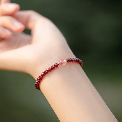 MythStone Natural Garnet Strawberry Quartz Calm Bracelet