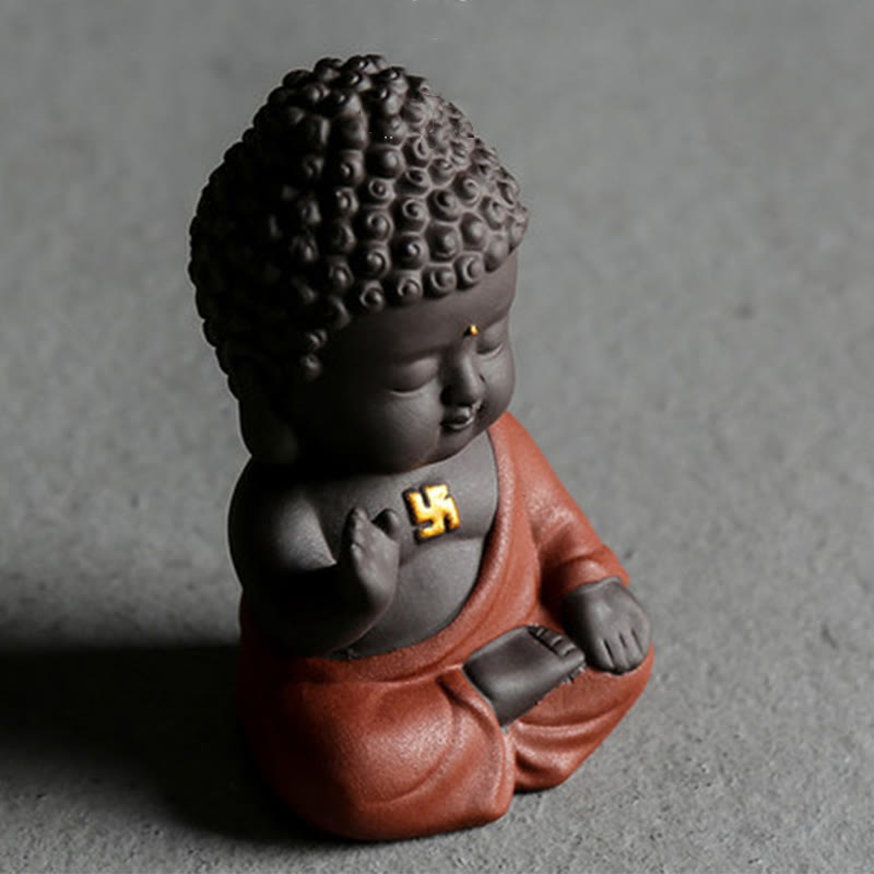 Mythstone Small Buddha Serenity Purple Clay Home Desk Decoration