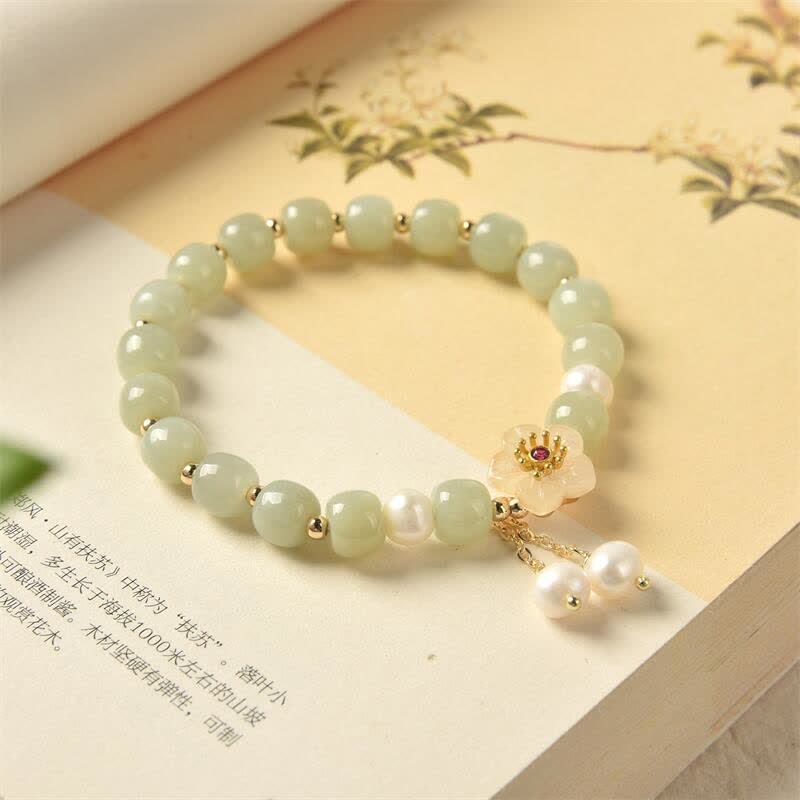 Pulsera de la abundancia y la felicidad con flor de jade hetiano Mythstone