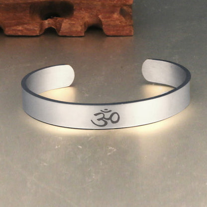 Mythstone Tibetan OM Symbol Mindfulness Cuff Bracelet Bangle