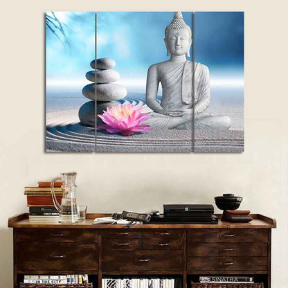 Mythstone Sitting Meditation Buddha Lotus Blessing Compassion Balance Cairn Zen Rocks Wall Art