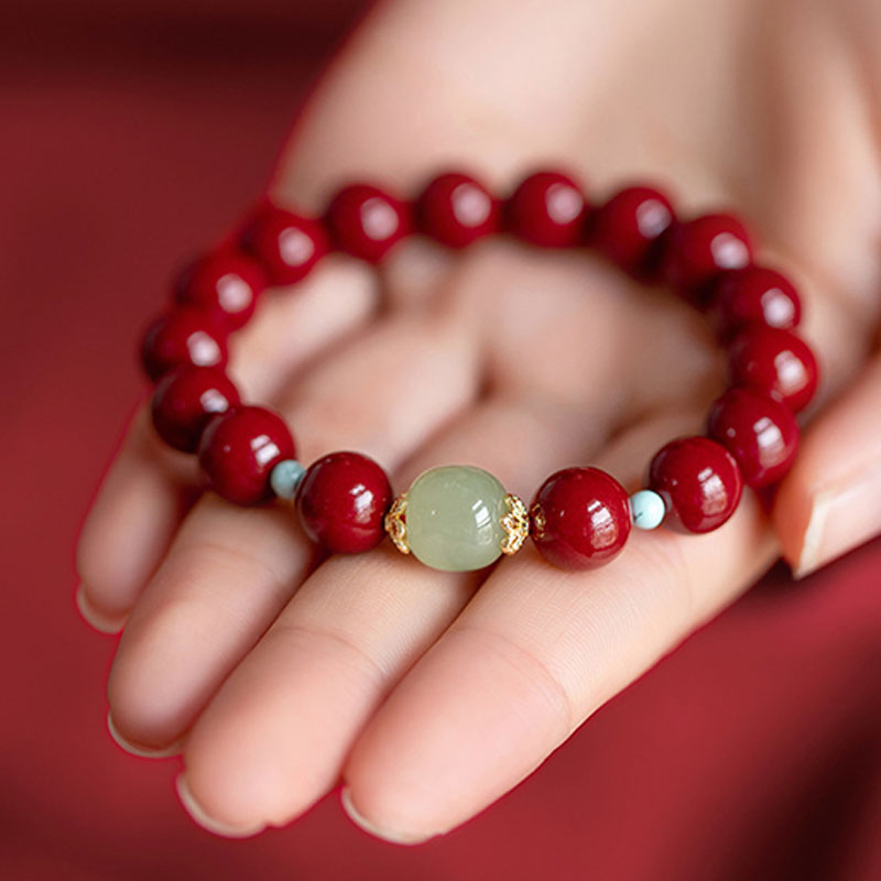 MythStone Cinnabar Green Aventurine Fortune Luck Bracelet