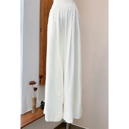 Mythstone Solid Color Loose Wide Leg Pants With Pockets