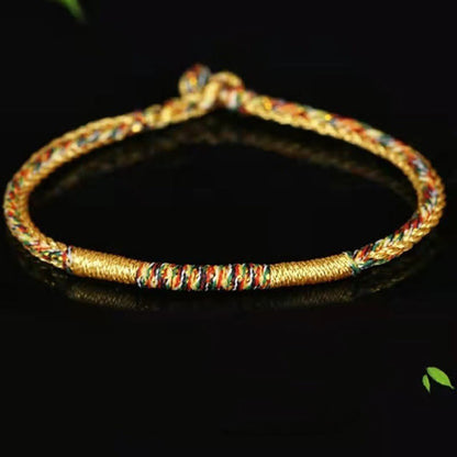 Mythstone Handmade Gold Multicolored Rope Protection Braided Bracelet Anklet