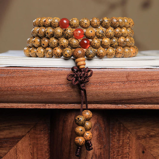 Mythstone 108 Mala Beads Bodhi Seed Red Agate Auspiciousness Bracelet