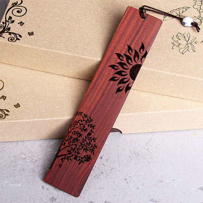 Mythstone Sun Tree Ebony Wood Small Leaf Red Sandalwood Bookmarks With Gift Box