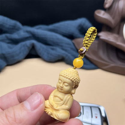 Mythstone Tathagata Buddha Serenity Peace Boxwood Keychain