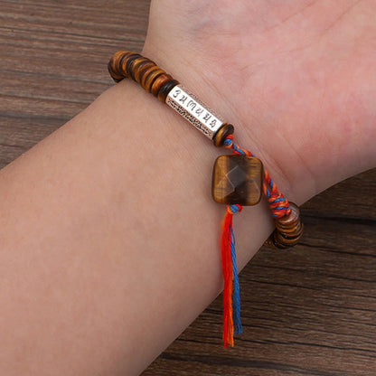 Mythstone Tibetan Tiger Eye Om Mani Padme Hum Protection Power Bracelet