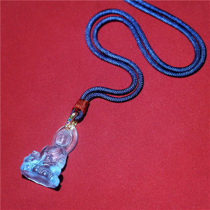 Mythstone Blue Tathagata Buddha Medicine Buddha Liuli Crystal Serenity Amulet Necklace Pendant