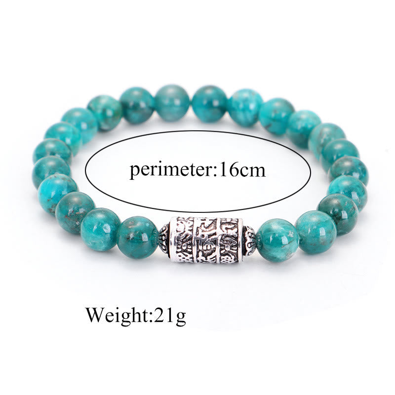 Pulsera positiva con cuentas de Om Mani Padme Hum, pietersita, lazurita natural y piedra mitológica 