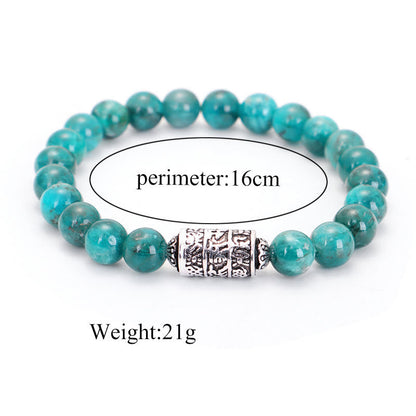 Pulsera positiva con cuentas de Om Mani Padme Hum, pietersita, lazurita natural y piedra mitológica 