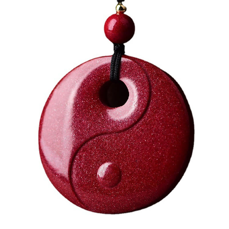 Mythstone Laughing Buddha Yin Yang Chinese Zodiac Gourd Natural Cinnabar Blessing Necklace Pendant