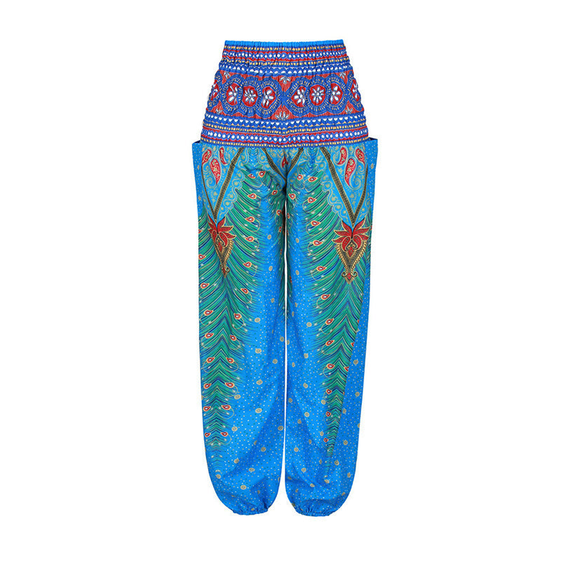 Mythstone Hippie Pants Baggy Boho High Waist Lounge Trousers with Pockets Women's Yoga Pants