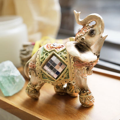 Mythstone Lucky Feng Shui Green Elephant Statue Sculpture Wealth Figurine Gift Home Decoration