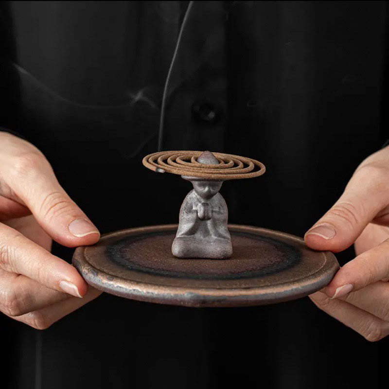 Mythstone Small Person Meditation Ceramic Spiritual Healing Incense Burner