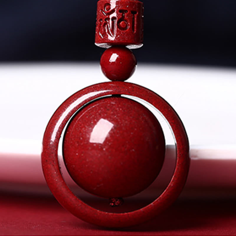 Mythstone Cinnabar Om Mani Padme Hum PiXiu Blessing Lucky Bead Necklace Pendant