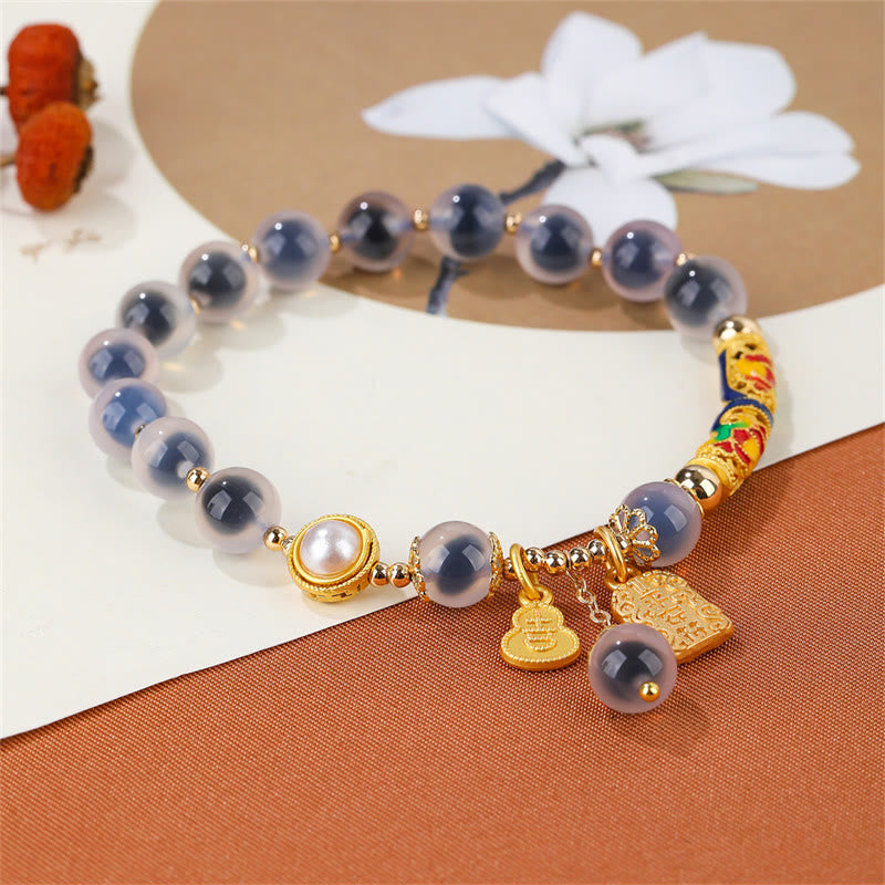 Mythstone Natural Blue Candy Agate Amulet Strength Bracelet