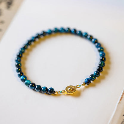 Mythstone Natural Blue Tiger Eye Stone Protection Chain Bracelet