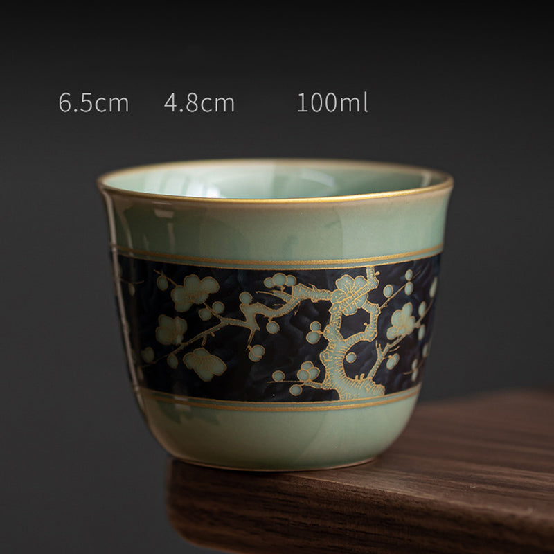 Mythstone Butterfly Flower Lotus Koi Fish Plum Blossom Ceramic Teacup Kung Fu Tea Cup 100ml