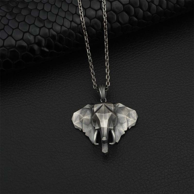 Mythstone Elephant Pewter Titanium Steel Strength Necklace Pendant