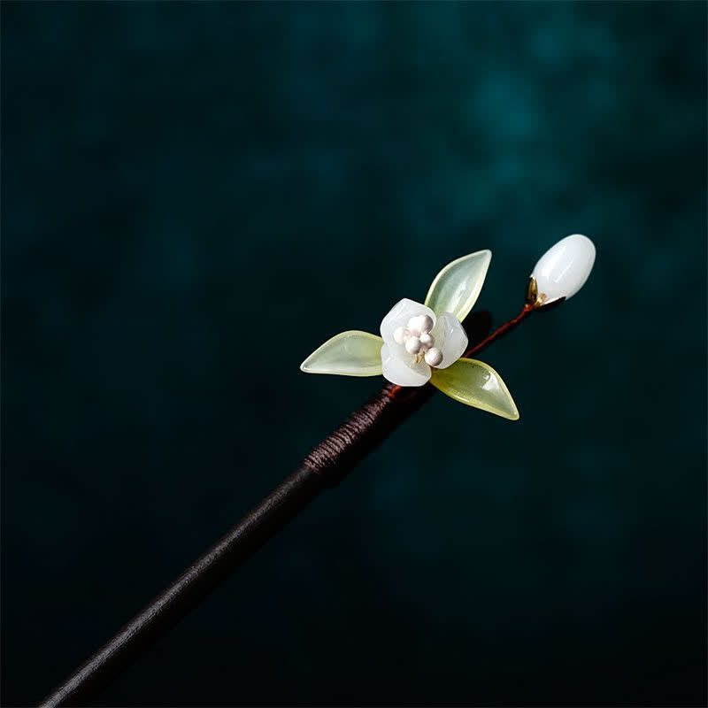 Mythstone Pearl Flower Leaf Butterfly Happiness Hairpin