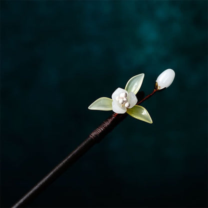 Mythstone Pearl Flower Leaf Butterfly Happiness Hairpin