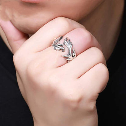 Mythstone Dragon Pattern Protection Strength Adjustable Ring