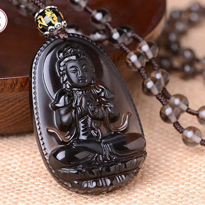 Chinese Zodiac obsidian Protection Necklace