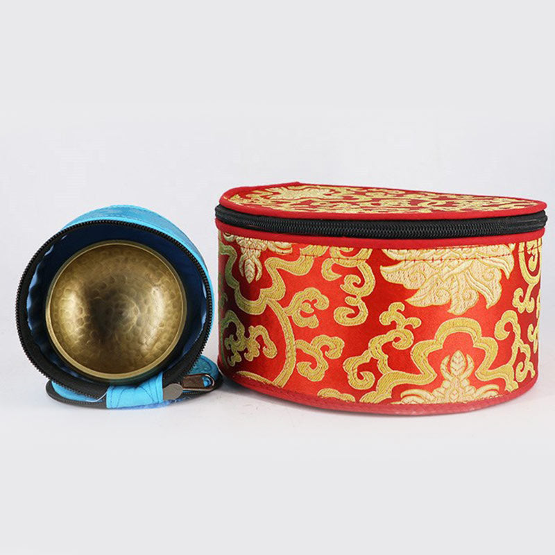 Mythstone Tibetan Singing Bowl Storage Bag with Zipper Closure Decoration