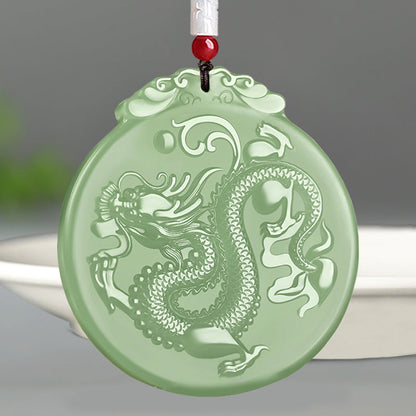 Mythstone Chinese Zodiac Dragon Jade Luck Necklace String Pendant