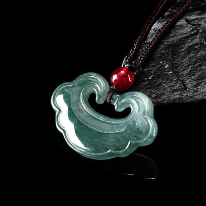 Mythstone Natural Green Jade Chinese Lock Charm Luck Necklace Pendant