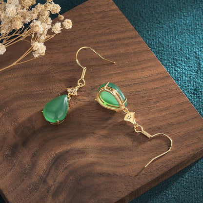 Mythstone Cyan Jade Luck Drop Earrings