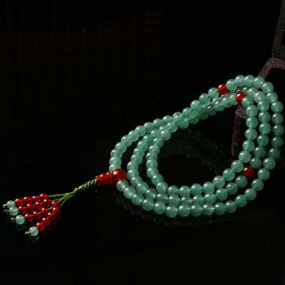 Mythstone 108 Beads Green Aventurine Red Agate Luck Mala Bracelet